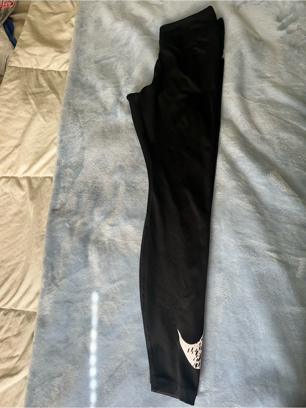 Black womens Athletic Leggings with White Swoosh